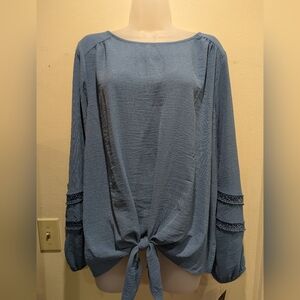 I.n Studio Blue Women's Top with Tie Front Size Xl